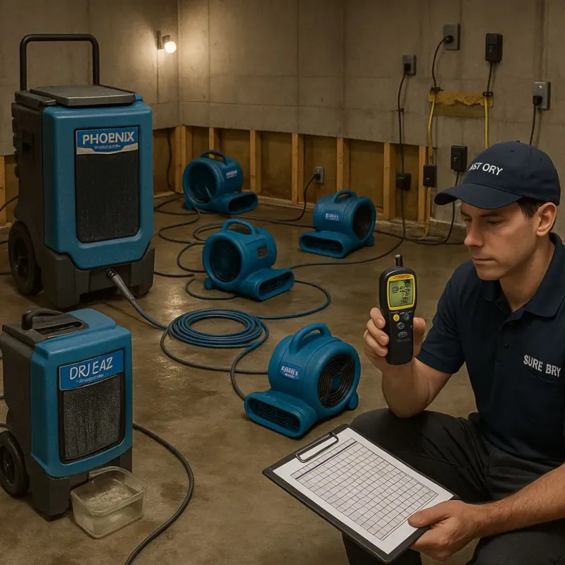 Structural Drying and Dehumidification process in Martinez, CA